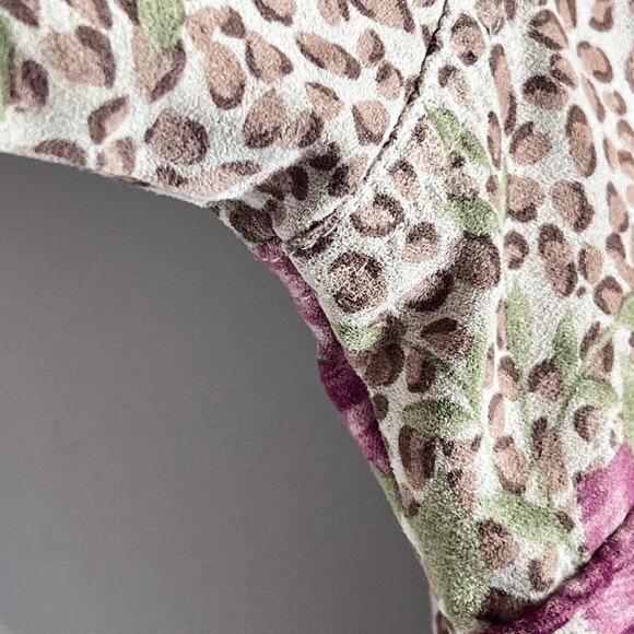 Vintage Shirt Womens Size PS Faux Suede Floral Button Front Cottage Retro Top - Picture 6 of 6